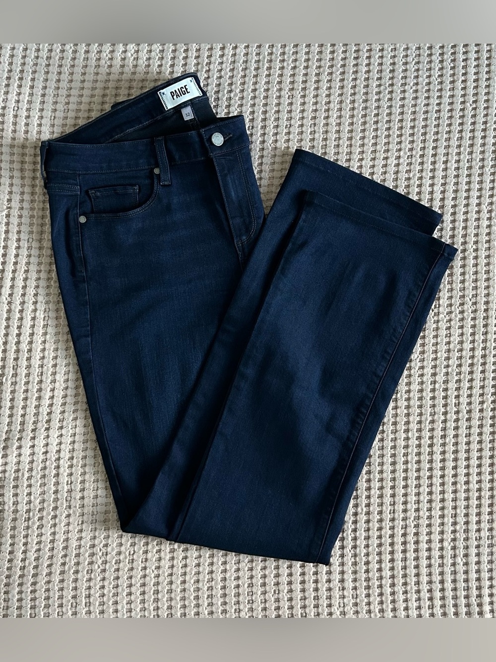 PAIGE Eleanor High Rise Bootcut Jeans Size 32 Dark Indigo Stretch Denim
